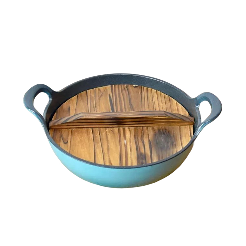 YFES009  Enameled Cast Iron Balti Dish Casserole Seafood Pot with Wide Loop Handles